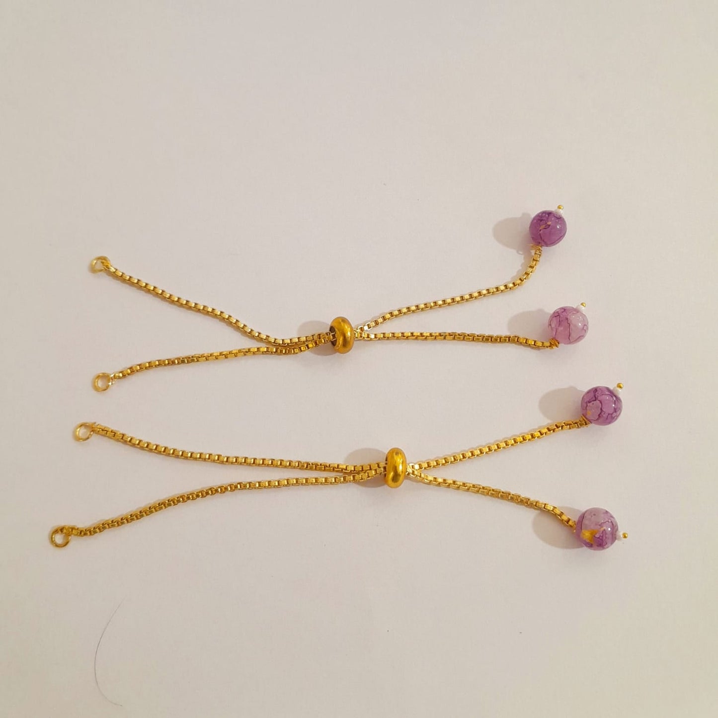 Marble Purple Beaded bracelet back chain - Set Of 2