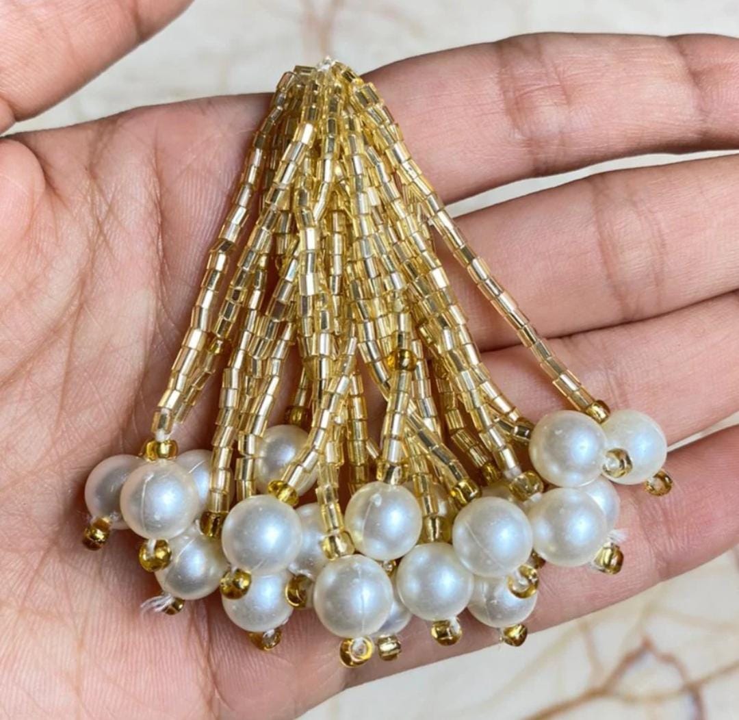Pearl with Seed Beads Tassel - 9cm