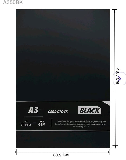 A3 Card - Black - 350GSM