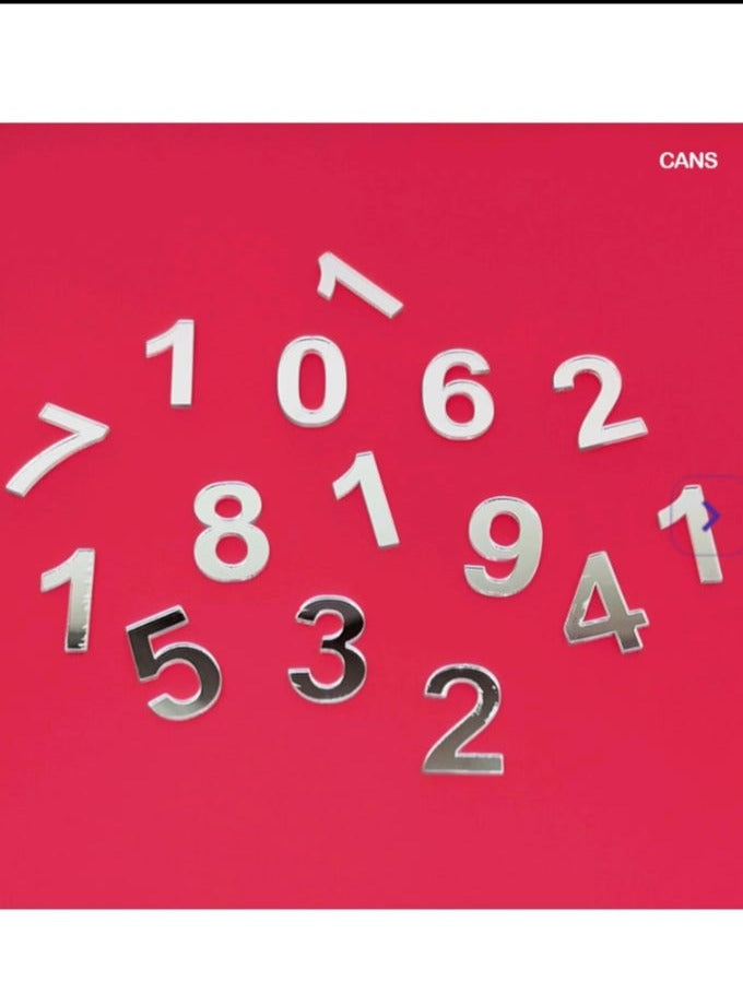 Acrylic Clock Numbers 1-12 - Silver