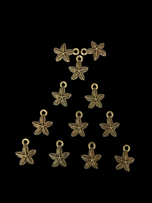 Antique gold Metal Charm - 6  PETAL FLOWER