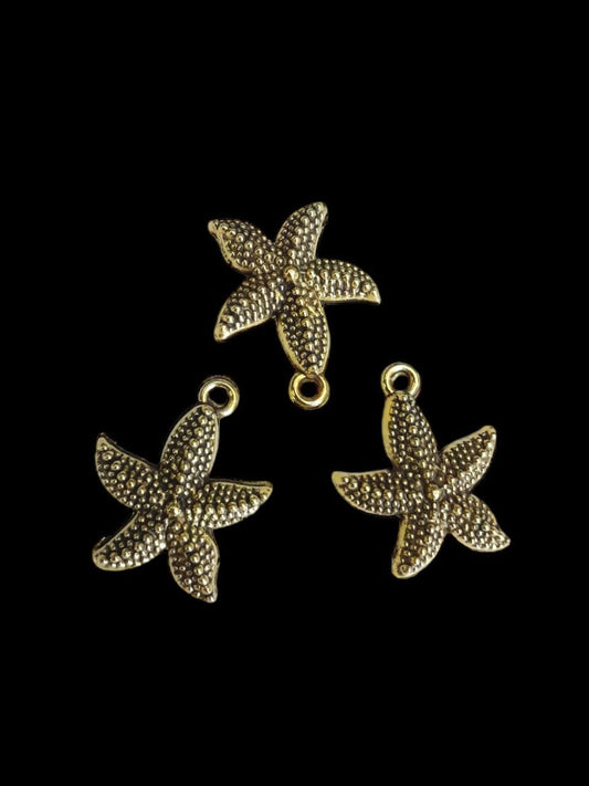 Antique gold Metal Charm - big star fish