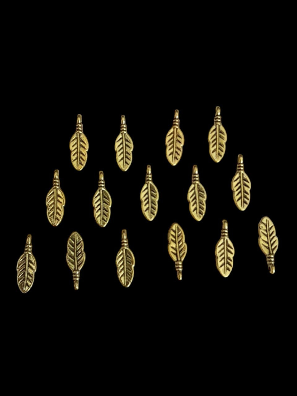 Antique gold Metal Charm - leaf set of 15