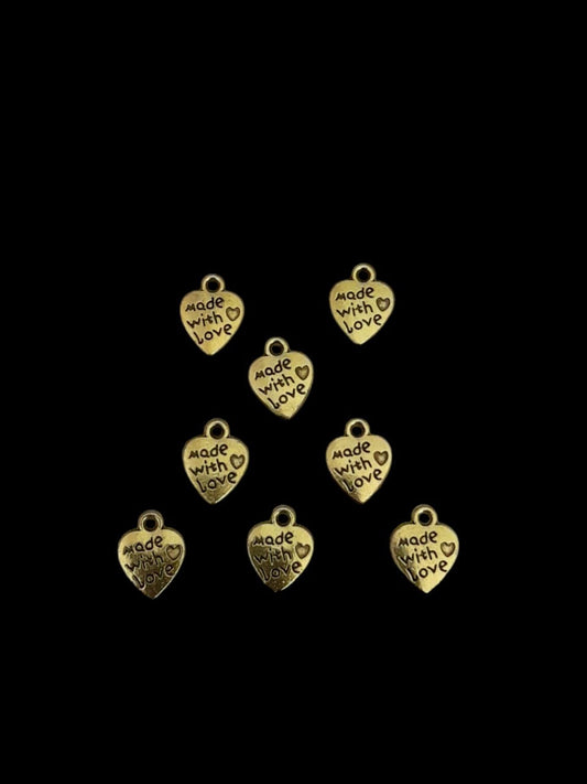 Antique gold Metal Charm - made with love