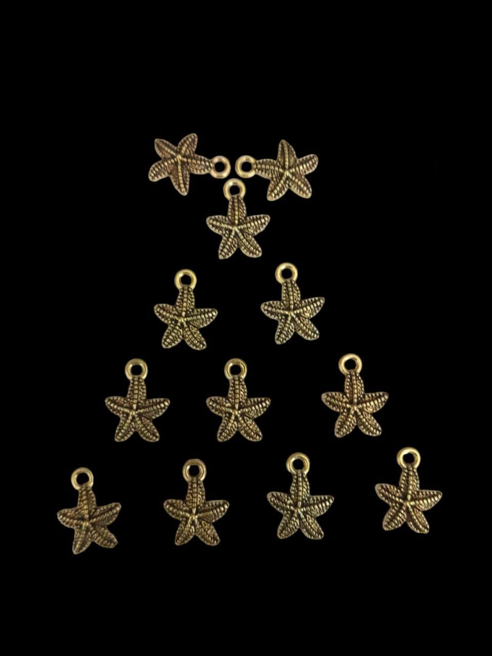 Antique gold Metal Charm - small star fish