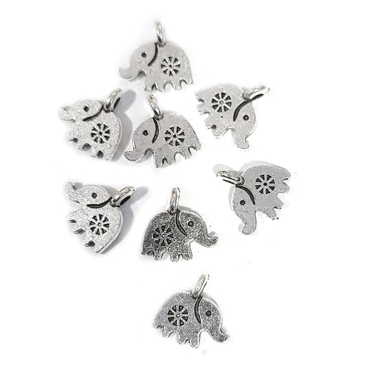 Antique silver Metal Charm - elephant
