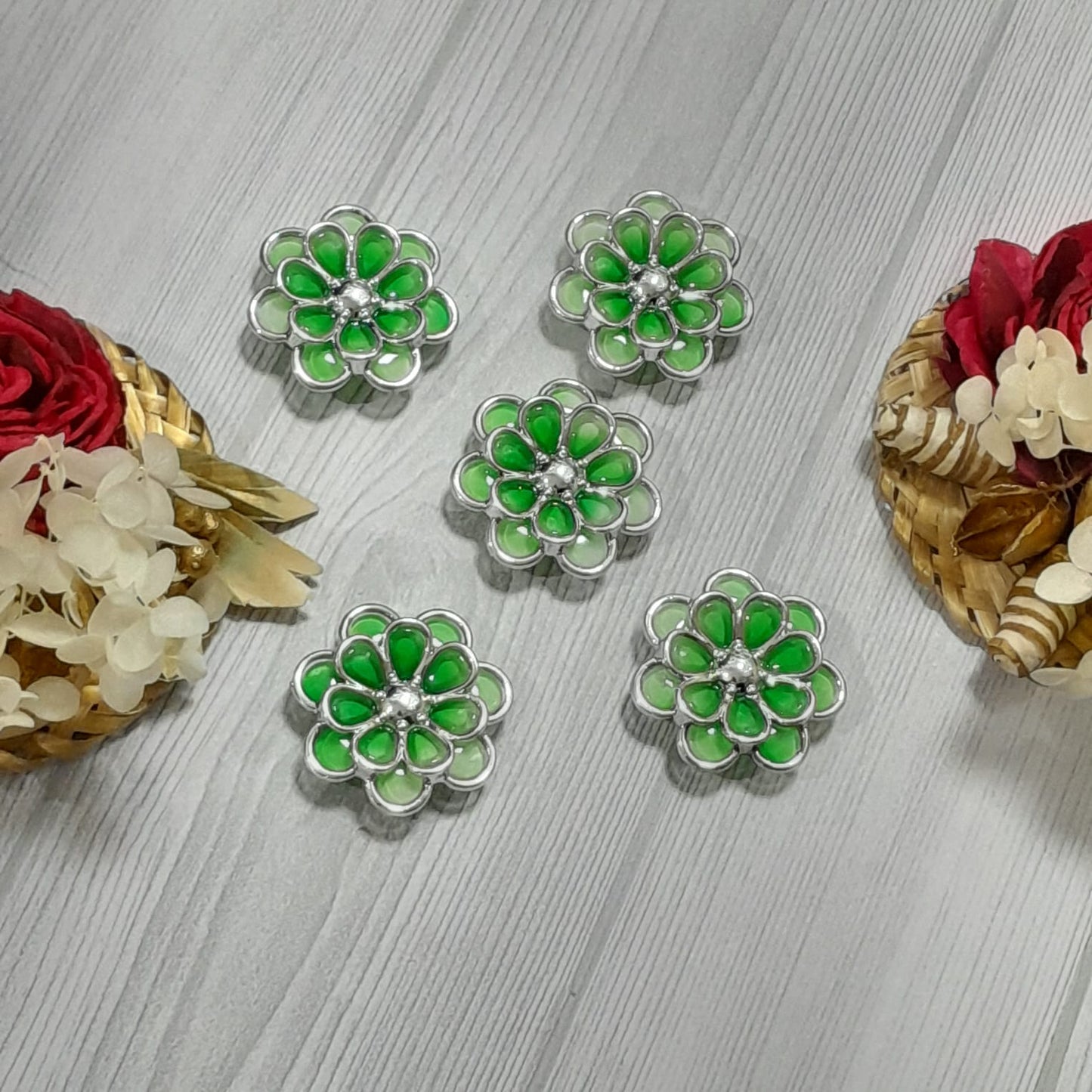 Double Layer Acrylic Flowers - Set of 5