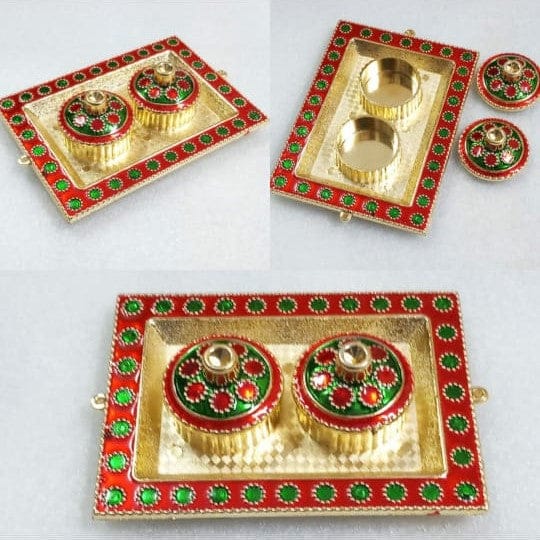 Plastic kumkum rectangle plate - random colors