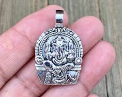 Ganesha Antique silver Pendant - design 1