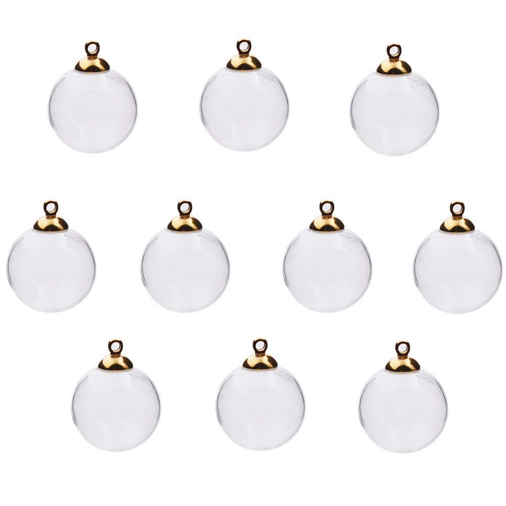 Glass ball with gold cap - set of 10