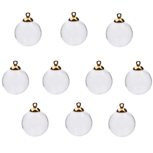 Glass ball with gold cap - set of 10