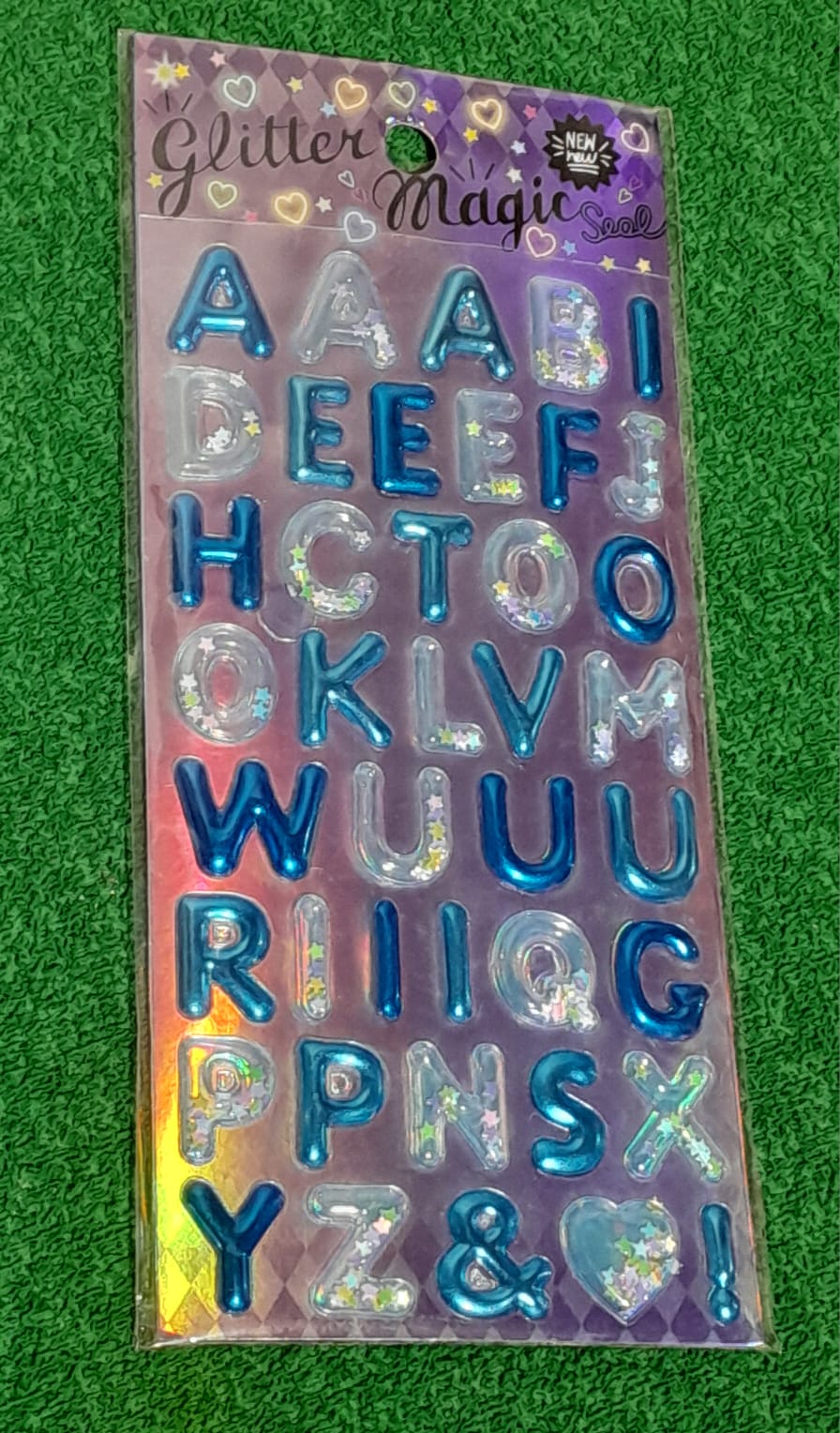 Glitter Magic Stickers - Alphabets - Blue