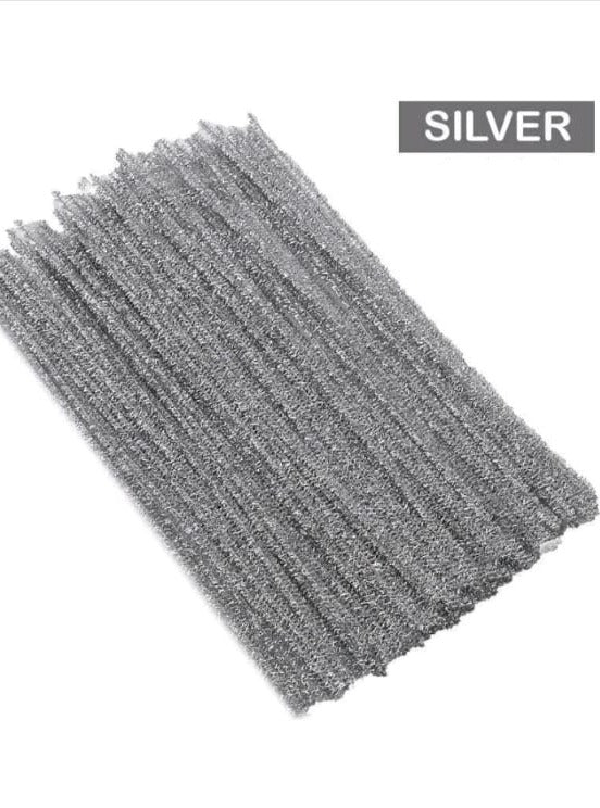 Glittered Pipe Cleaner - Silver