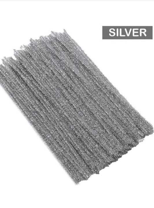Glittered Pipe Cleaner - Silver
