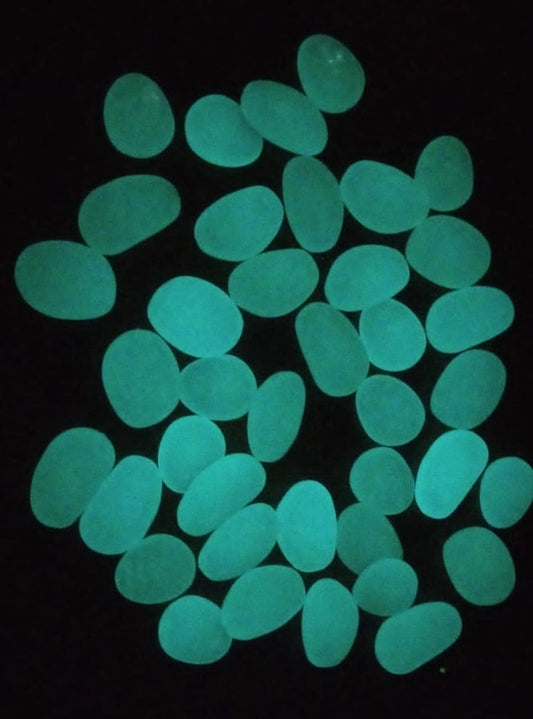 Glow in the Dark Pebble Stones - Sky Blue Reflection