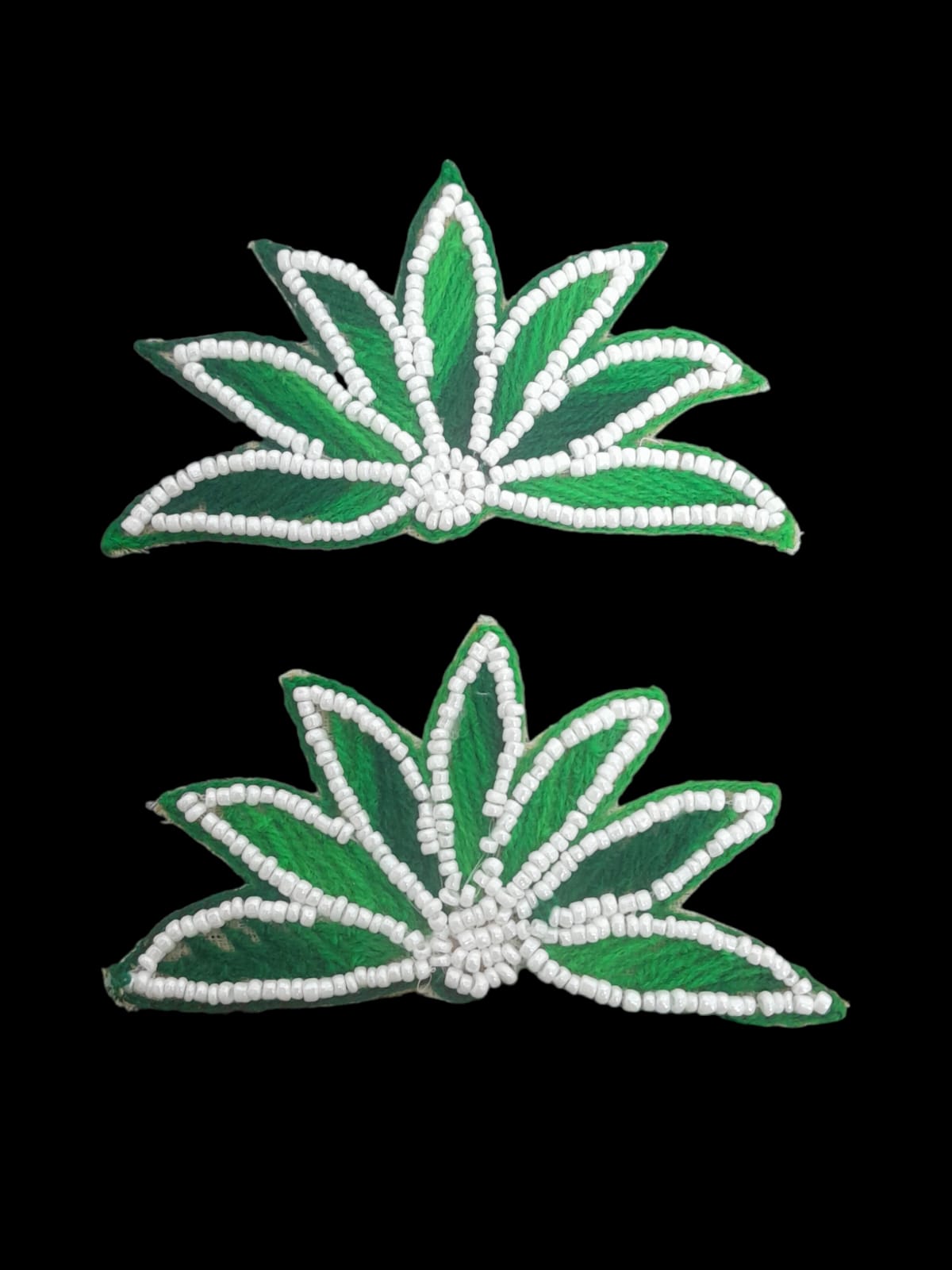 Green embroidery flower - set of 2