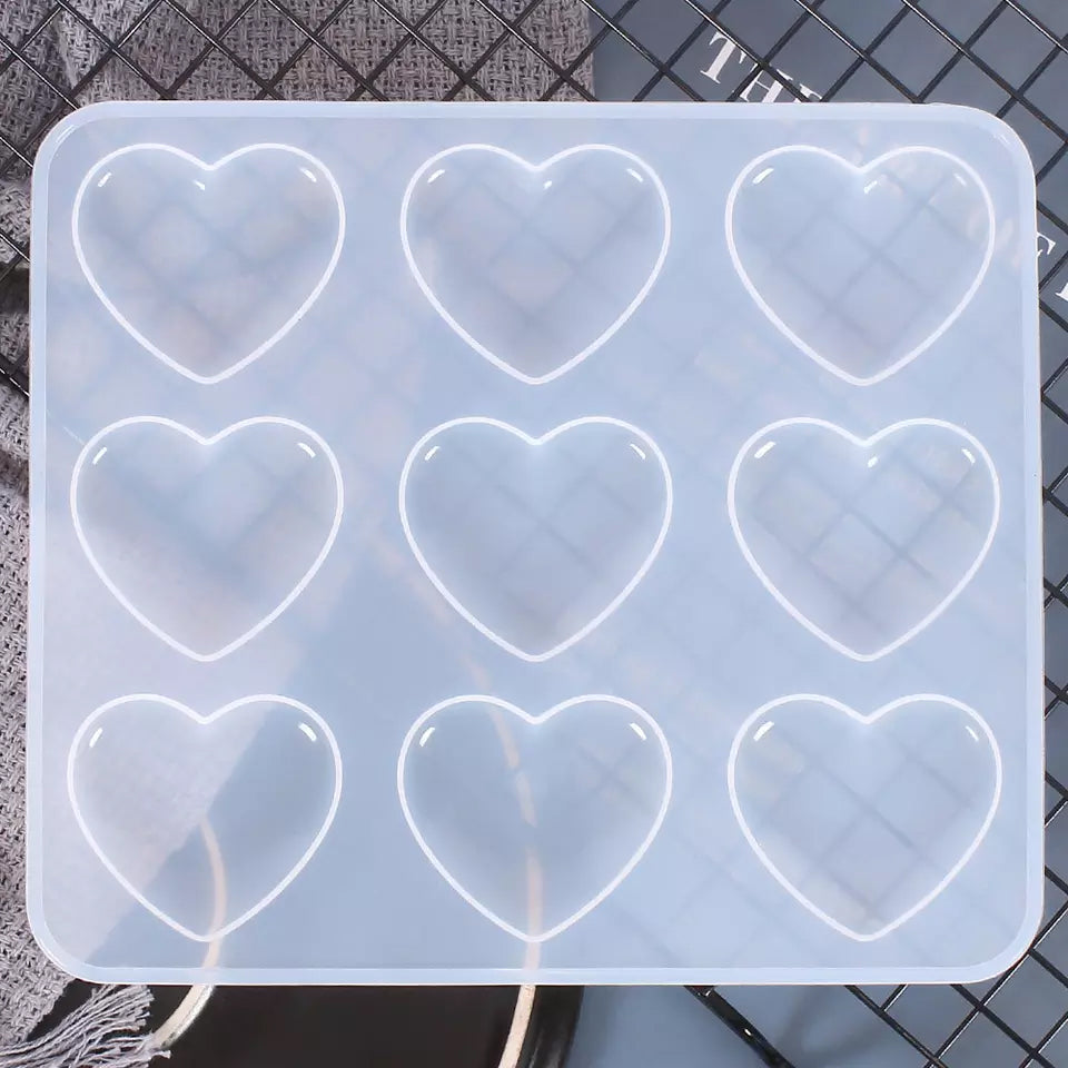 Heart 9 Cavity Mold - Keychain or Pendant mold Bestow Charms