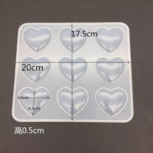 Heart 9 Cavity Mold - Keychain or Pendant mold Bestow Charms