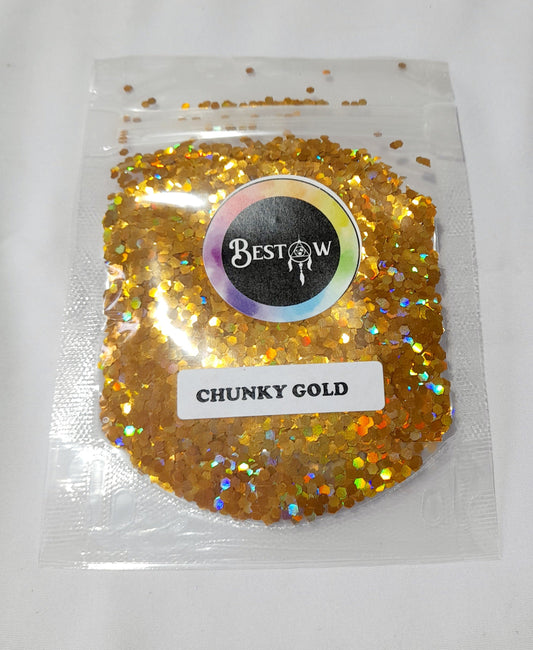 Holo Gold Hexagon Chunks Glitter - 20gms Bestow Charms