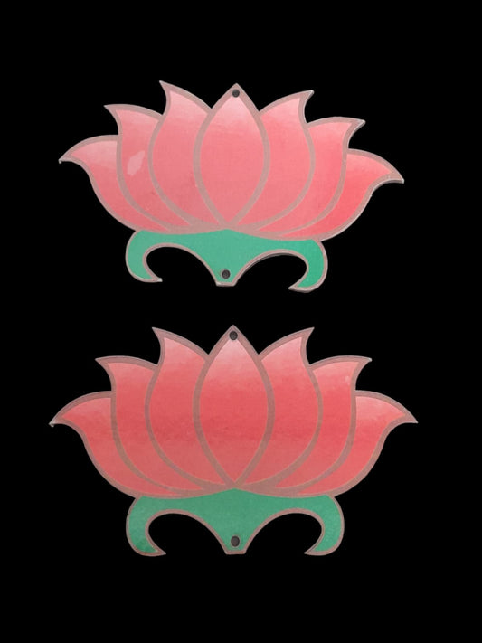 MDF red Lotus - 4" - Set of 2