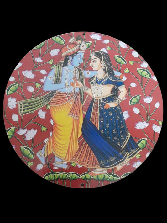MDF round Print 6" - radha krishna