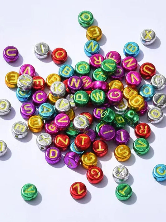 Metallic Multicolor Alpha Beads - Flat Round -20g