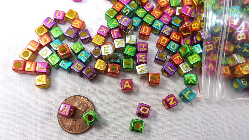 Metallic Multicolor Alpha Beads - Square -20g