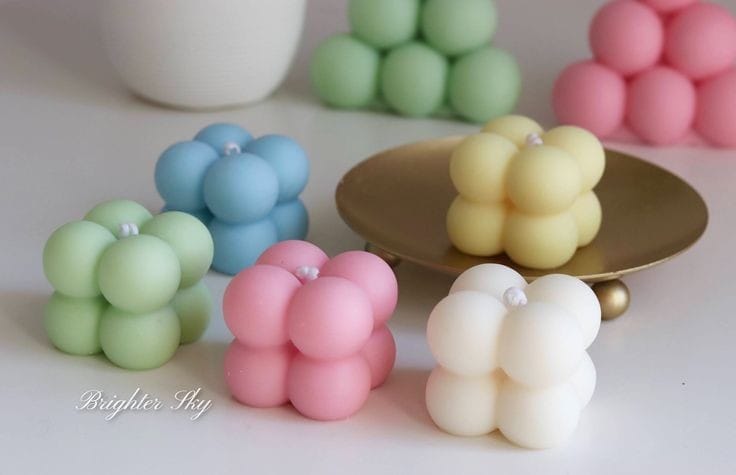 Mini Cube Bubble Candle - Set Of 6