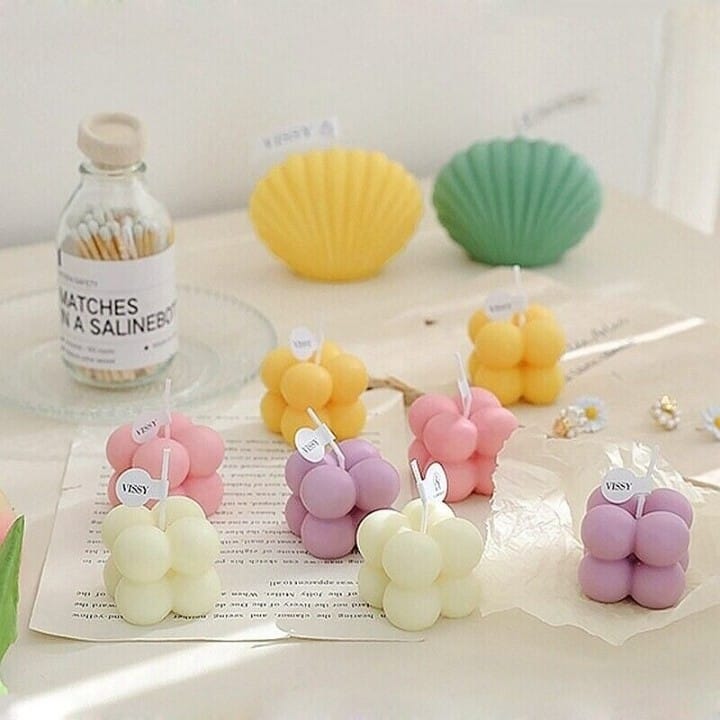 Mini Cube Bubble Candle - Set Of 6