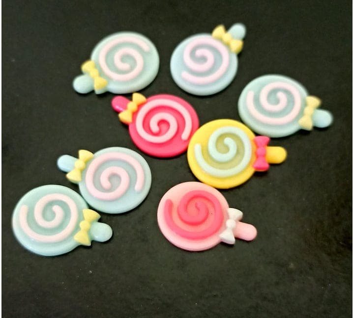 Mini Spiral Lollipop Miniature 6 | Set of 4 Multi Colorful Candy Dollhouse Play Food | Mini Dollhouse Food Accessories Bestow Charms