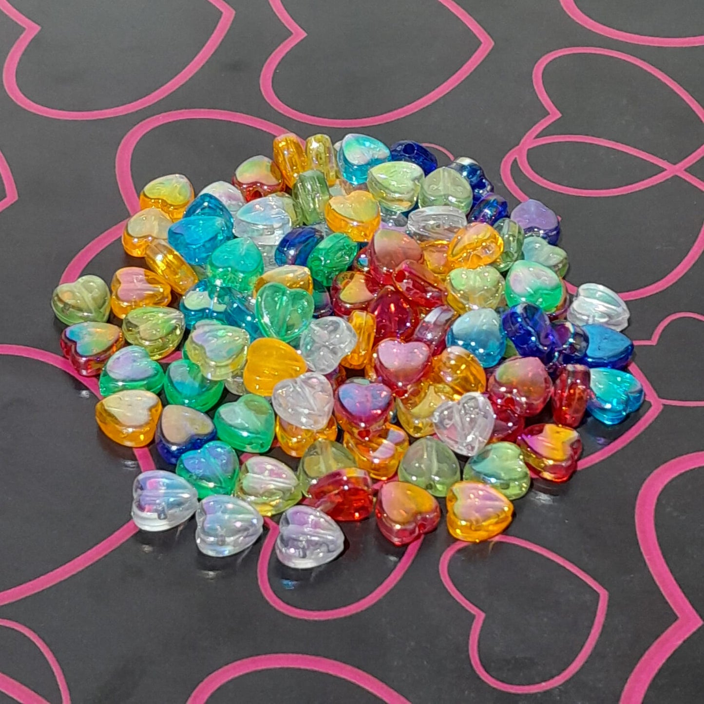 Multicolor Heart  Beads - 10mm