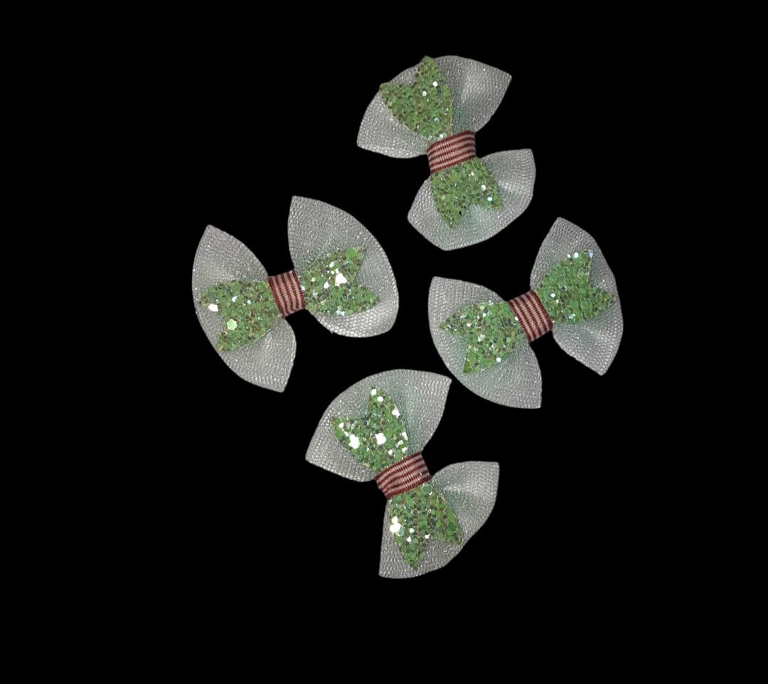 Net Bows with Glitter - set of 4