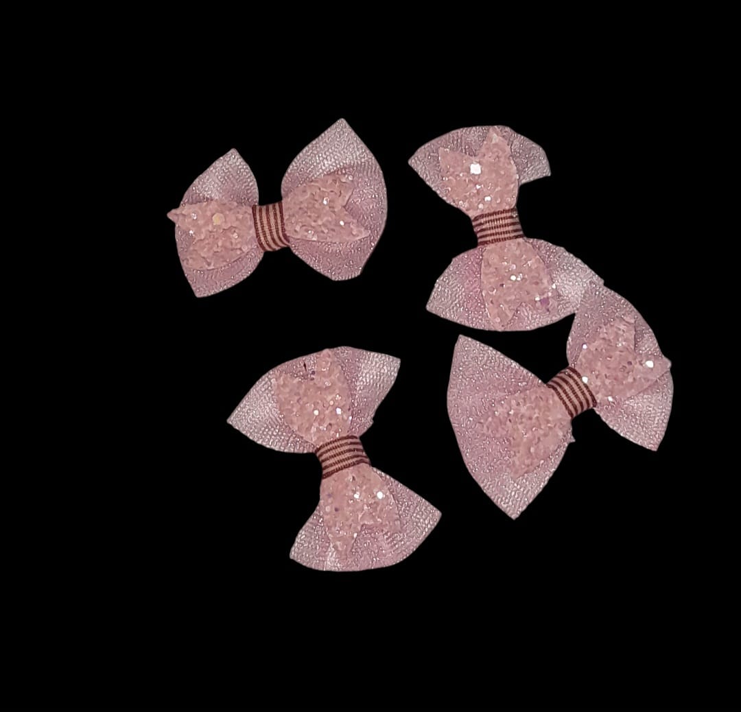 Net Bows with Glitter - set of 4