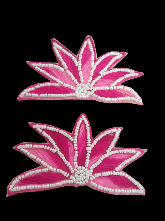 Pink embroidery flower - set of 2