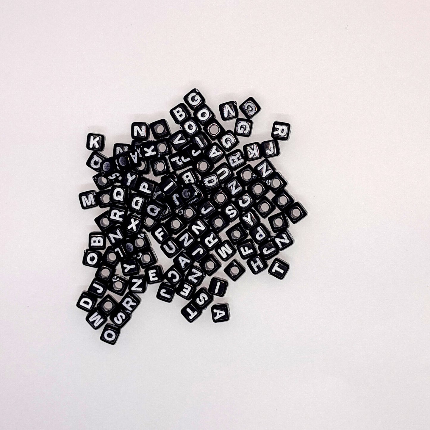 Plastic Beads | Black Square | Alphabet 15g