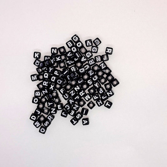 Plastic Beads | Black Square | Alphabet 15g