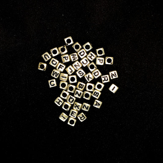 Plastic Beads | Square Gold | Alphabet 15g