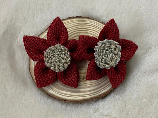 Red Jute Flower - Set of 2
