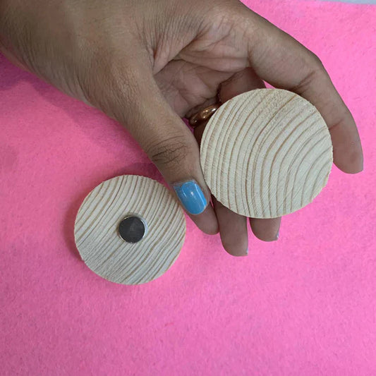 Round Pine Wood Magnet - 2"