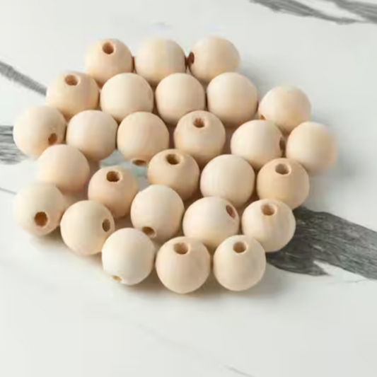 Round Birch Wood Beads - 10mm