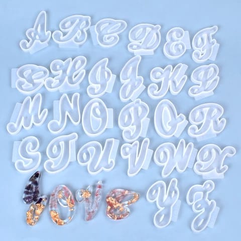 Silicone Cursive Alphabet Mold Set of 26 | 26 Cursive Alphabet Silicone Mold Bestow Charms