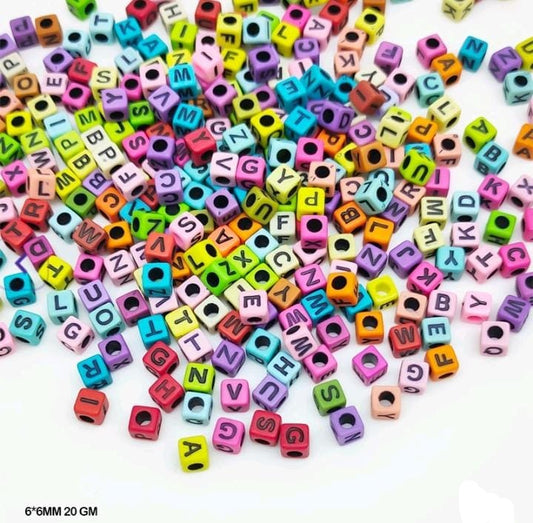 Square multicolor alpha beads -20g