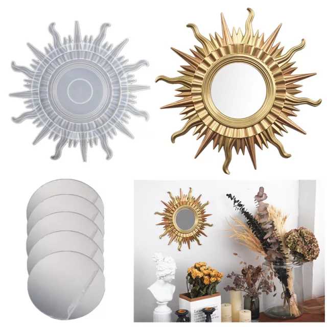 Silicone Sun Shaped Mirror Resin Mold | 5 Acrylic Mirrors Absolutely Free Bestow Charms