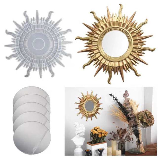 Silicone Sun Shaped Mirror Resin Mold | 5 Acrylic Mirrors Absolutely Free Bestow Charms