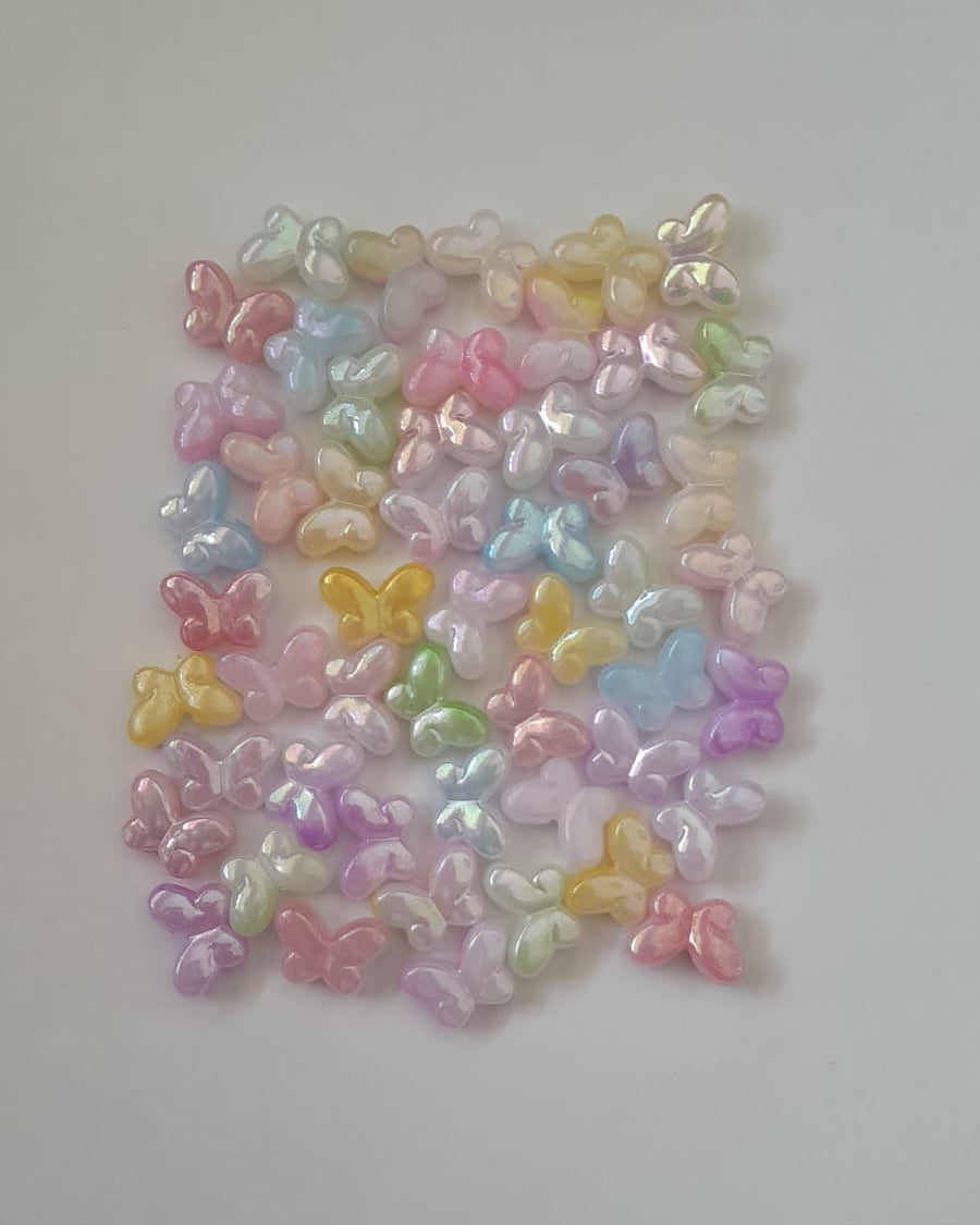 Rainbow Acrylic Beads - Butterfly - 20gms
