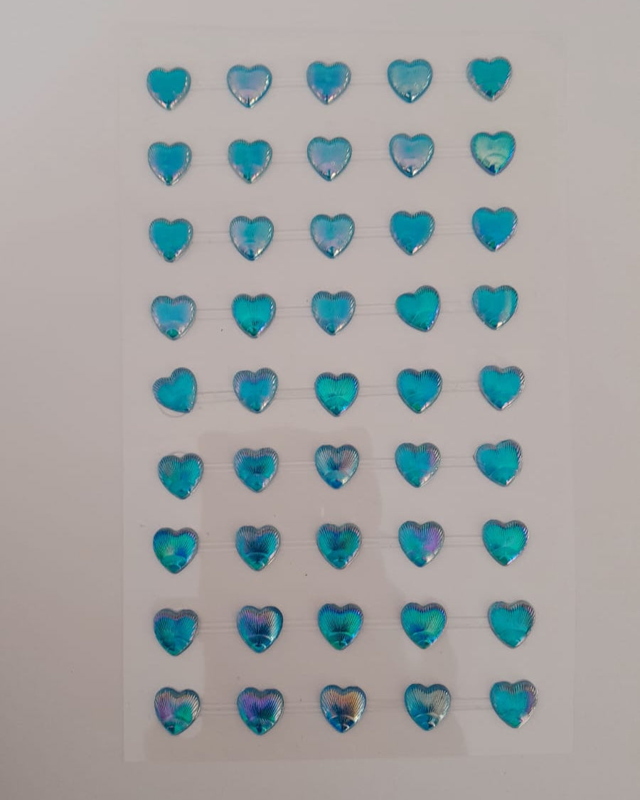 Multicolor Heart Shaped Crystal Stickers - Sheet