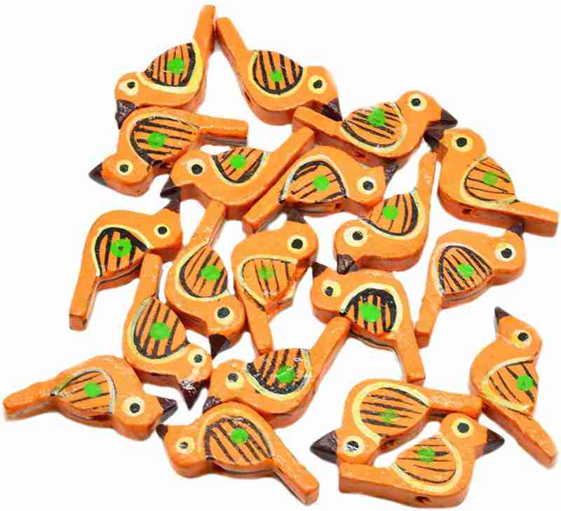 Wooden Bird Set of 25 - Orange