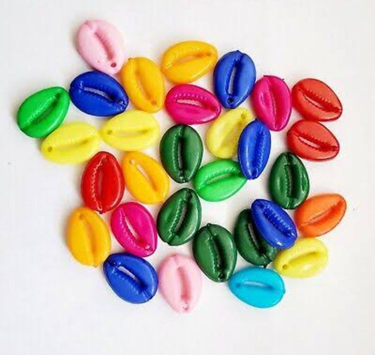 Multicolor Plastic Cowrie Beads