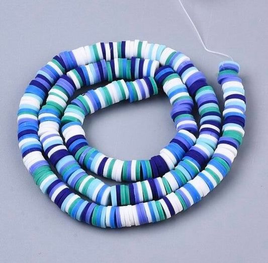Polymer Beads flat cut rounds -Dark Blue Theme