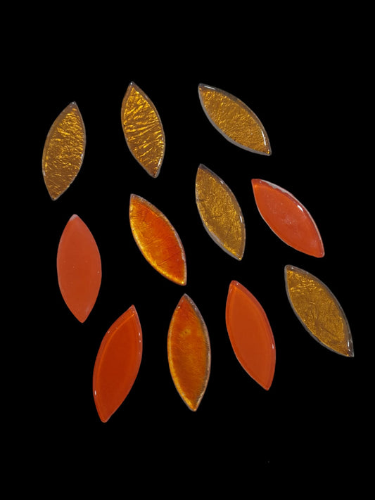 Orange Theme Eye Glass Mosaic  - Set of 12